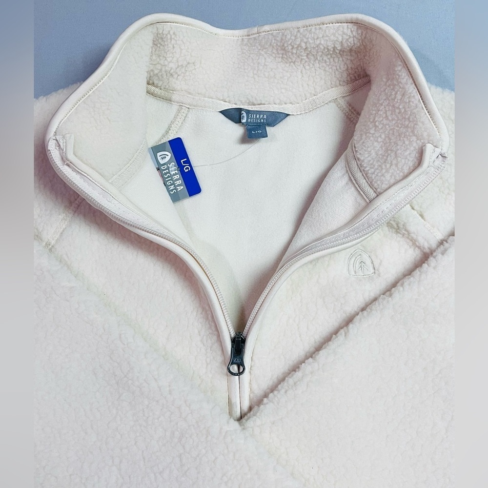 Sierra Designs Women’s Full Zip Cream Sherpa Fleece Jacket NWT - Picture 7 of 9